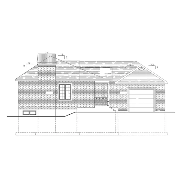 Bungalow House Plan Right Elevation - Lindenwald Ranch Home 148D-0005 - Shop House Plans and More