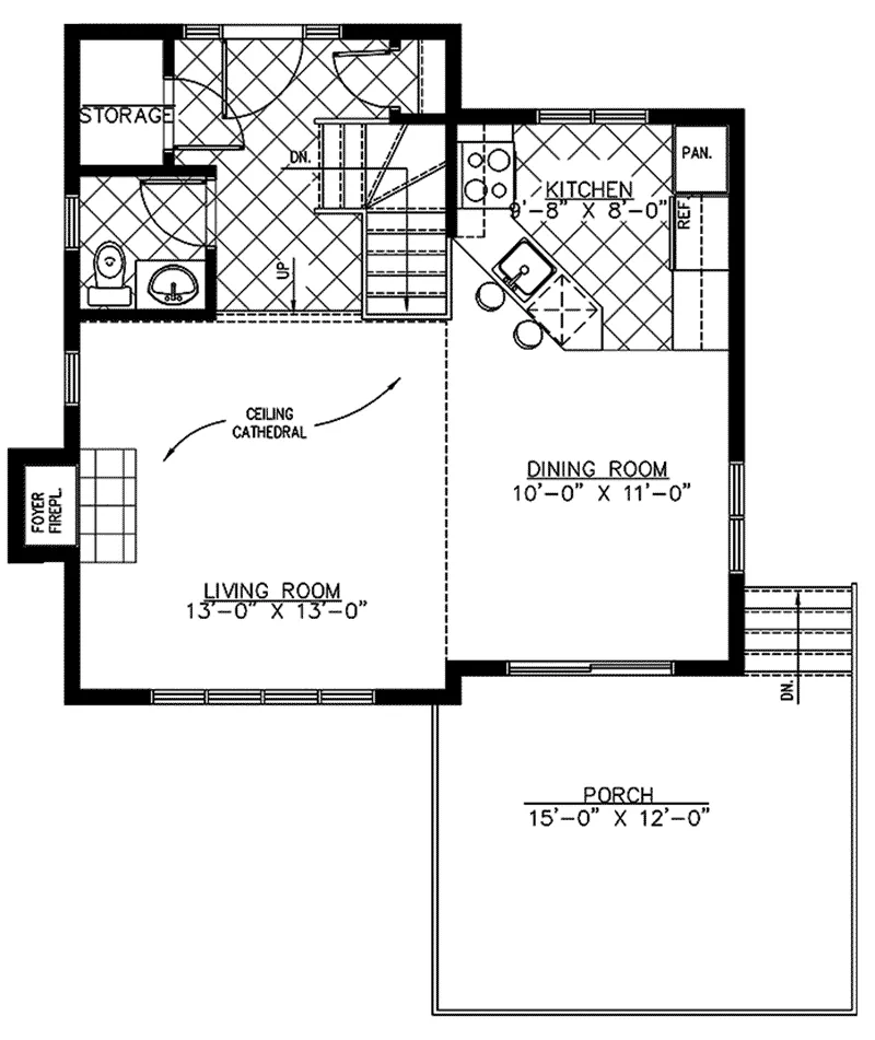 Bungalow House Plan First Floor - 148D-0008 - Shop House Plans and More