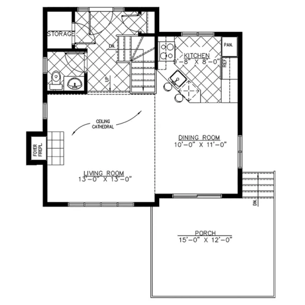 Bungalow House Plan First Floor - Ocean Cove Vacation Home 148D-0008 - Shop House Plans and More