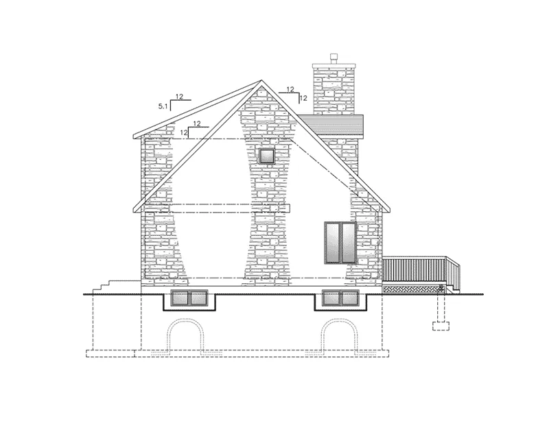 Cabin & Cottage House Plan Right Elevation - 148D-0009 - Shop House Plans and More