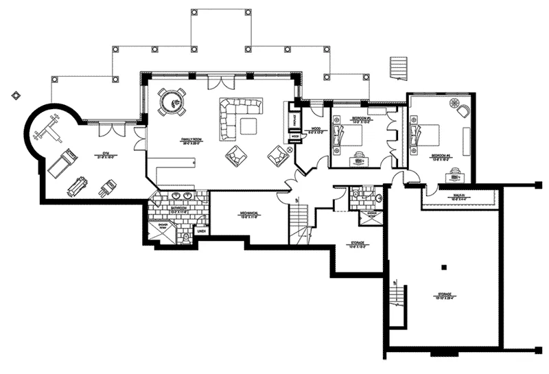 Cabin & Cottage House Plan Lower Level Floor - 148D-0010 - Shop House Plans and More