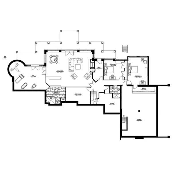 Cabin & Cottage House Plan Lower Level Floor - Hamptons Lane Luxury Home 148D-0010 - Shop House Plans and More