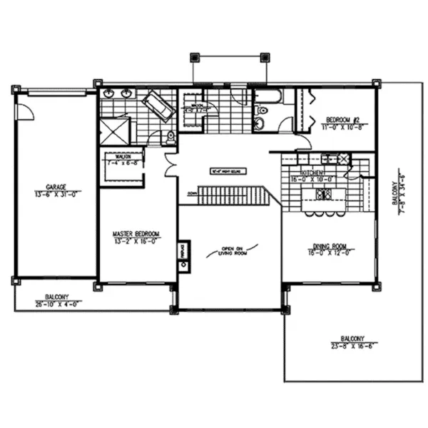 Modern House Plan First Floor - Piper Creek Modern Home 148D-0011 - Shop House Plans and More