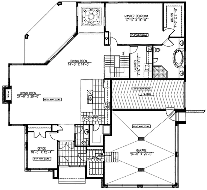 First Floor - 148D-0012 - Shop House Plans and More
