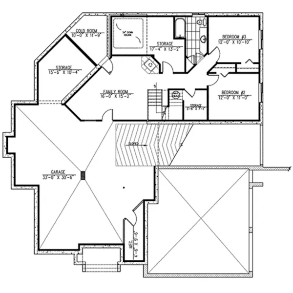 Lower Level Floor - Sweeney Modern Home 148D-0012 - Shop House Plans and More