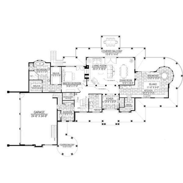 Waterfront House Plan First Floor - Swansborough Luxury Home 148D-0013 - Shop House Plans and More