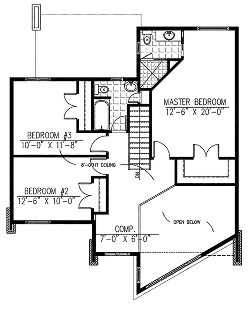 Second Floor - 148D-0014 - Shop House Plans and More
