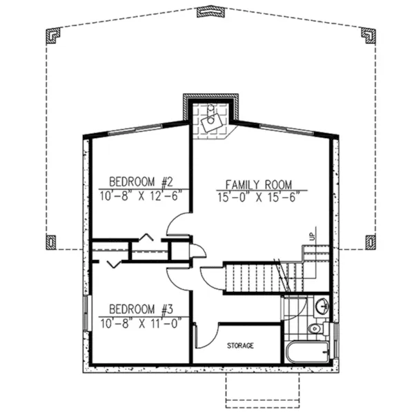 Mountain House Plan Lower Level Floor - Tatum Lake Vacation Home 148D-0015 - Shop House Plans and More