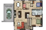 Bungalow House Plan 3D First Floor - 148D-0017 - Shop House Plans and More
