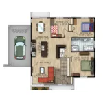 Bungalow House Plan 3D First Floor - 148D-0017 - Shop House Plans and More