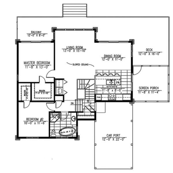 Modern House Plan First Floor - Oxbow Creek Modern Home 148D-0018 - Shop House Plans and More