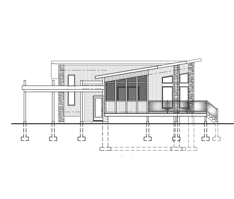 Contemporary House Plan Right Elevation - 148D-0018 - Shop House Plans and More