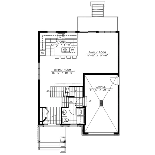 Contemporary House Plan First Floor - Newcomb Narrow Lot Home 148D-0020 - Shop House Plans and More