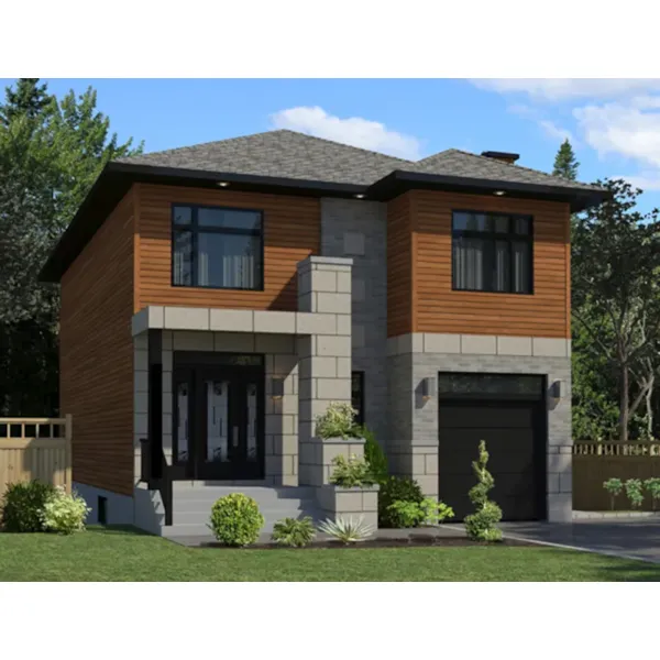 Contemporary House Plan Front of Home - Newcomb Narrow Lot Home 148D-0020 - Shop House Plans and More