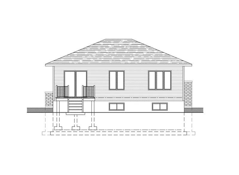 Ranch House Plan Rear Elevation - 148D-0024 - Shop House Plans and More