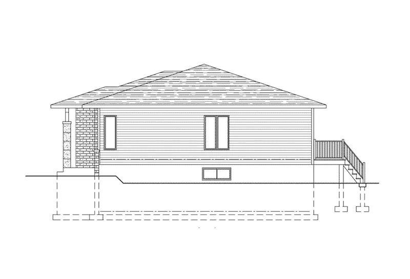 Ranch House Plan Right Elevation - 148D-0024 - Shop House Plans and More