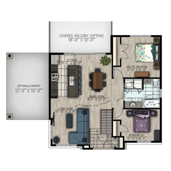 Cabin & Cottage House Plan 3D First Floor - Whistler Circle Rustic Home 148D-0026 - Shop House Plans and More