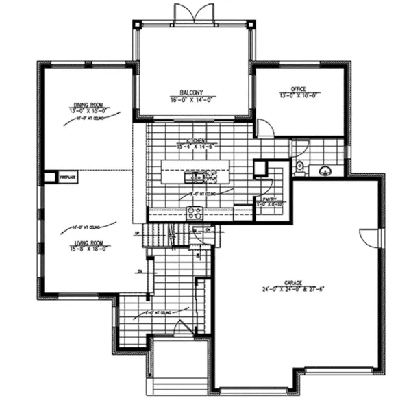 Modern House Plan First Floor - Coronet Modern Home 148D-0027 - Shop House Plans and More