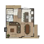 Cabin & Cottage House Plan 3D First Floor - Breakwater Cove Vacation Home 148D-0030 - Shop House Plans and More