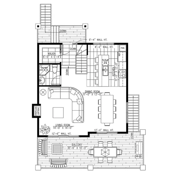 Cabin & Cottage House Plan First Floor - Breakwater Cove Vacation Home 148D-0030 - Shop House Plans and More