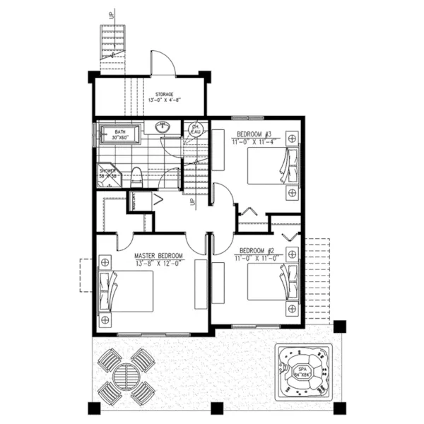 Cabin & Cottage House Plan Lower Level Floor - Breakwater Cove Vacation Home 148D-0030 - Shop House Plans and More