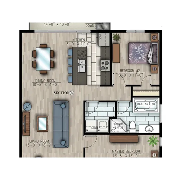 3D Second Floor - Ventnor Modern Home 148D-0038 - Shop House Plans and More