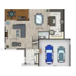 Cabin & Cottage House Plan 3D First Floor - Wilkie Modern Home 148D-0040 - Shop House Plans and More