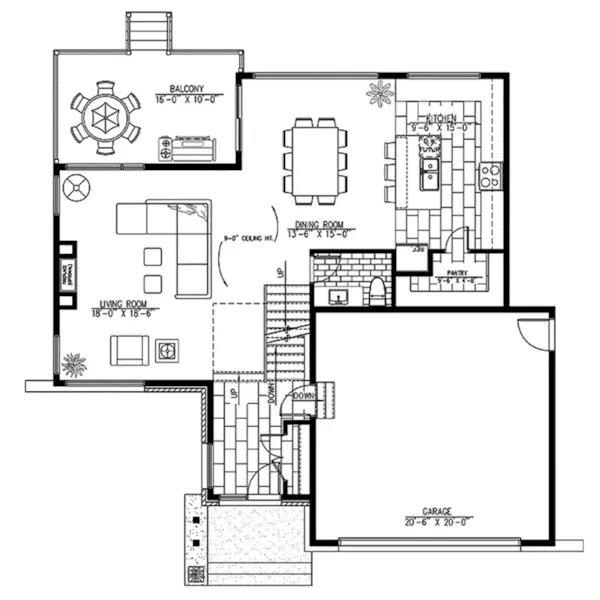 Cabin & Cottage House Plan First Floor - Wilkie Modern Home 148D-0040 - Shop House Plans and More