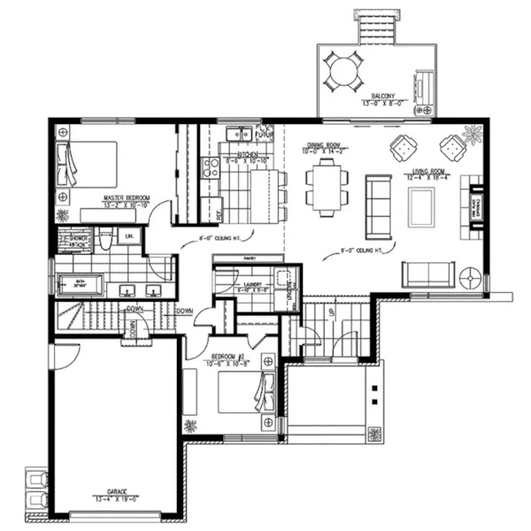 First Floor - Pello Modern Ranch Home 148D-0042 - Shop House Plans and More