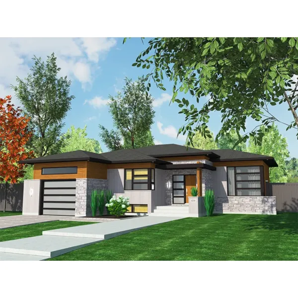 Front of Home - Pello Modern Ranch Home 148D-0042 - Shop House Plans and More