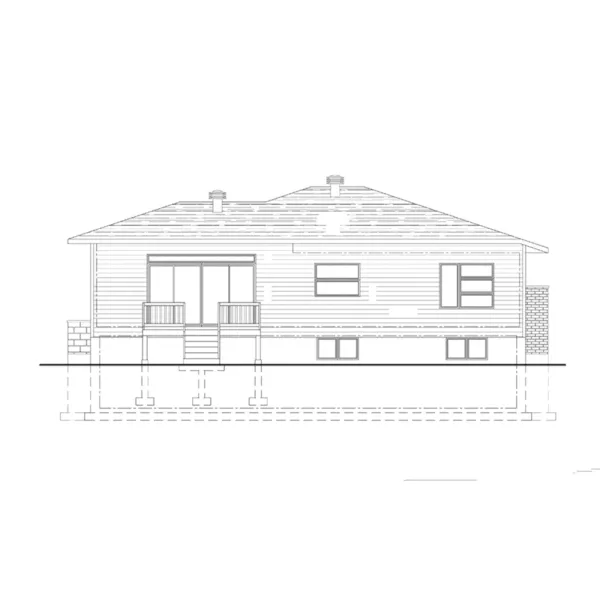 Rear Elevation - Pello Modern Ranch Home 148D-0042 - Shop House Plans and More