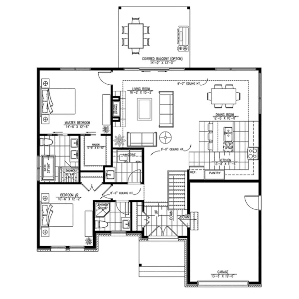 Ranch House Plan First Floor - Mott Ranch Home 148D-0043 - Shop House Plans and More