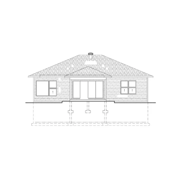 Ranch House Plan Rear Elevation - Mott Ranch Home 148D-0043 - Shop House Plans and More