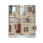 Cabin & Cottage House Plan 3D Lower Level - Kramer Lake Vacation Home 148D-0045 - Shop House Plans and More