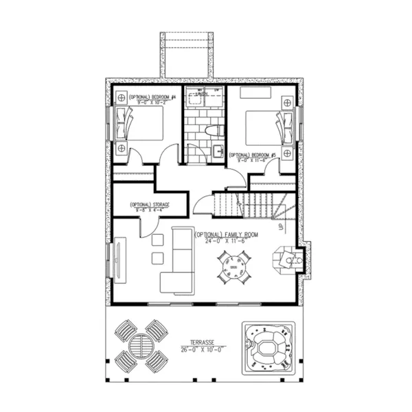 Cabin & Cottage House Plan Lower Level Floor - Kramer Lake Vacation Home 148D-0045 - Shop House Plans and More