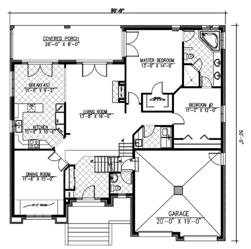 First Floor - 148D-0250 | House Plans and More