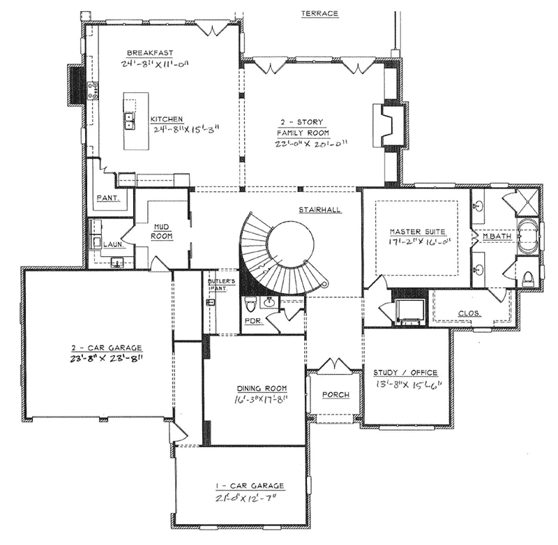 English Cottage House Plan First Floor - Ansley Park European Home 149D-0001 - Search House Plans and More