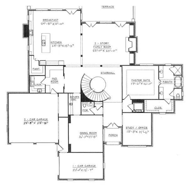 English Cottage House Plan First Floor - Ansley Park European Home 149D-0001 - Search House Plans and More