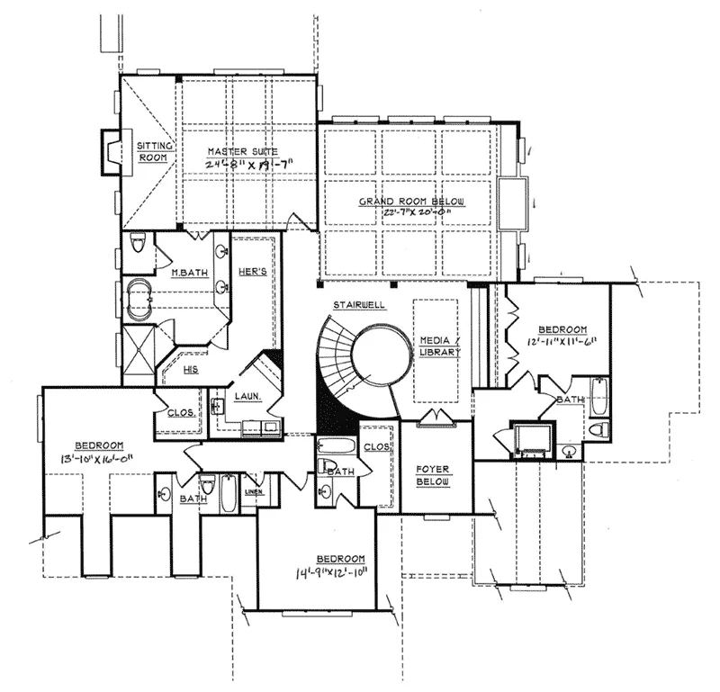 Country French House Plan Second Floor - Ansley Park European Home 149D-0001 - Search House Plans and More