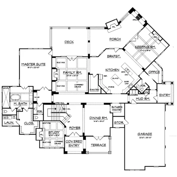 Traditional House Plan First Floor - Ford Creek European Home 149D-0002 - Search House Plans and More