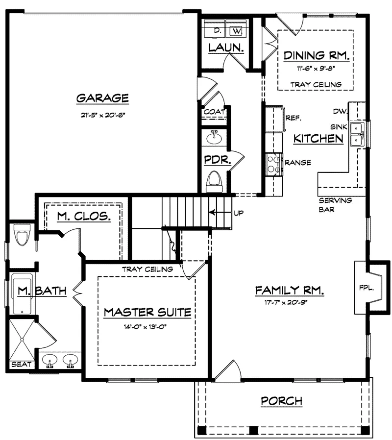 Arts & Crafts House Plan First Floor - Sope Creek Craftsman Home 149D-0009 - Shop House Plans and More
