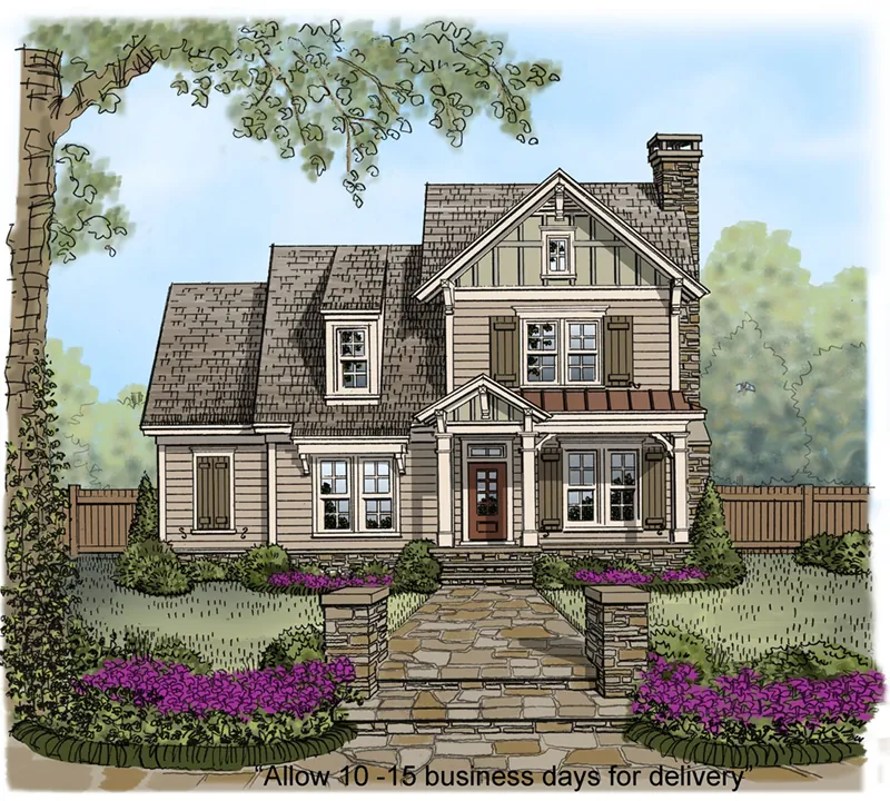 Arts & Crafts House Plan Front of Home - Sope Creek Craftsman Home 149D-0009 - Shop House Plans and More