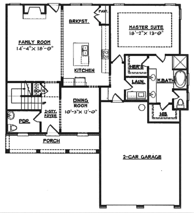 Arts & Crafts House Plan First Floor - Tanyard Traditional Home 149D-0010 - Shop House Plans and More