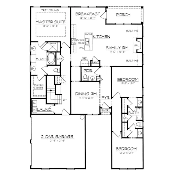 Craftsman House Plan First Floor - Brinker Ranch Home 149D-0011 - Search House Plans and More