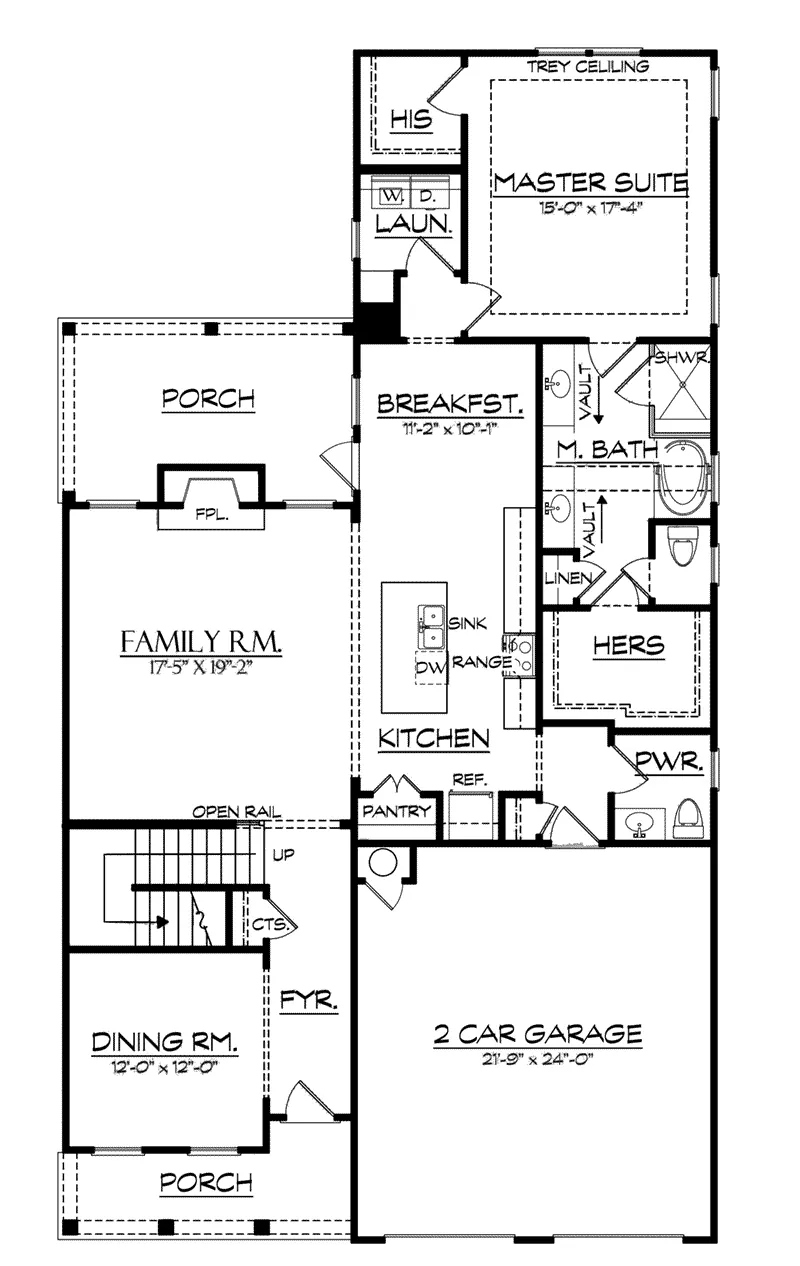 Traditional House Plan First Floor - Tate Hill Craftsman Home 149D-0012 - Shop House Plans and More