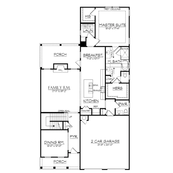 Craftsman House Plan First Floor - Tate Hill Craftsman Home 149D-0012 - Shop House Plans and More