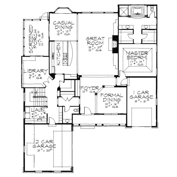 Ranch House Plan First Floor - Huxley Heights Ranch Home 151D-0001 - Search House Plans and More