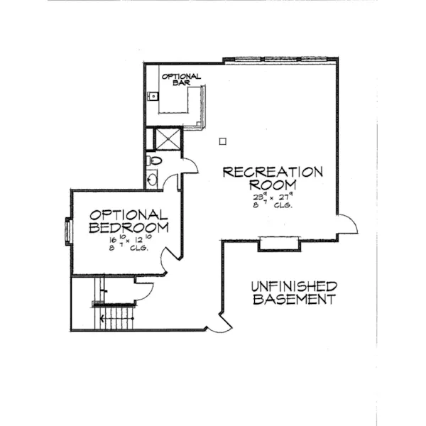 Ranch House Plan Lower Level Floor - Huxley Heights Ranch Home 151D-0001 - Search House Plans and More