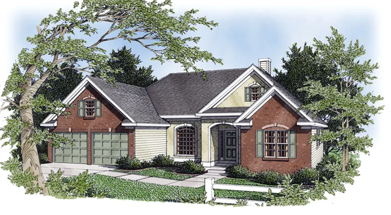 Neoclassical House Plan Front of Home - Layton Flats Ranch Home 153D-0001 - Shop House Plans and More