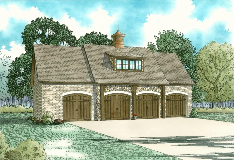 Rustic House Plan Front of Home - Libby 4-Car Garage 154D-6001 - Shop House Plans and More